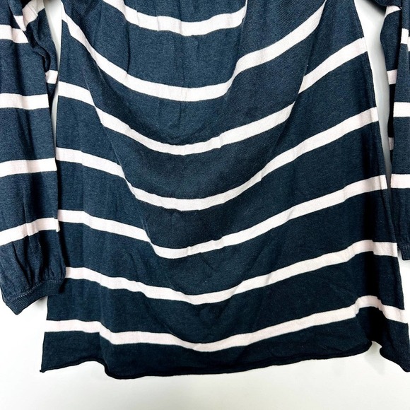 Chaser NWOT Striped Off The Shoulder Oversized Long Sleeve Top Blue Size Medium - Picture 3 of 5